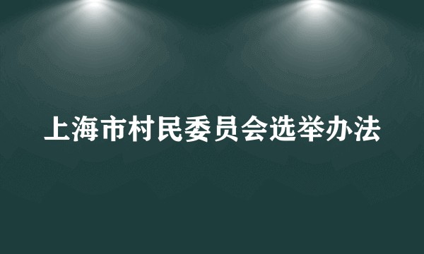 上海市村民委员会选举办法