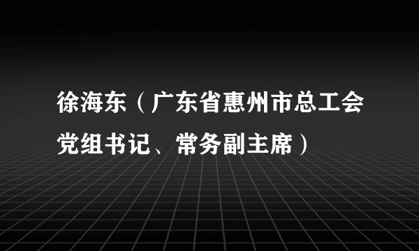 徐海东（广东省惠州市总工会党组书记、常务副主席）