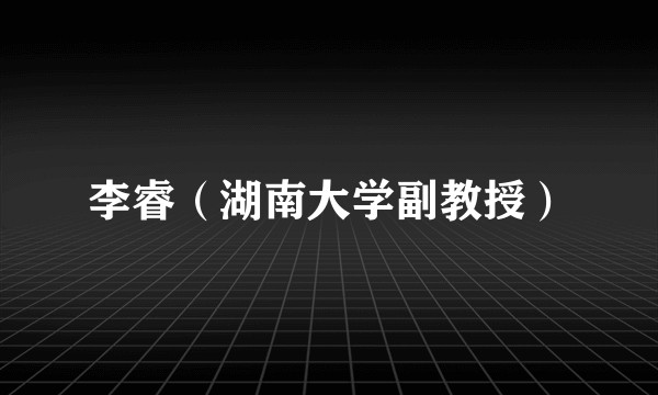 李睿（湖南大学副教授）