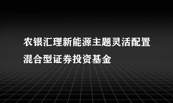 农银汇理新能源主题灵活配置混合型证券投资基金