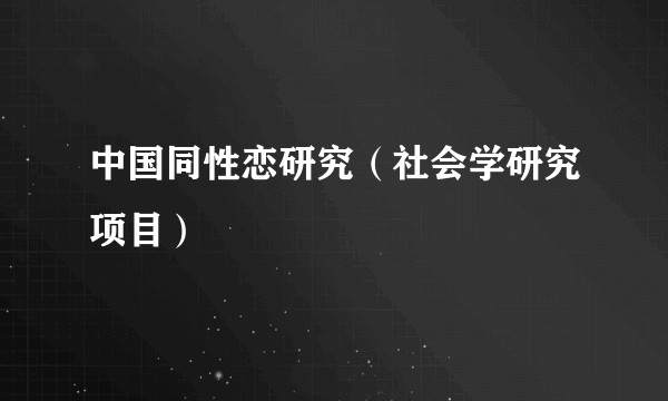 中国同性恋研究（社会学研究项目）