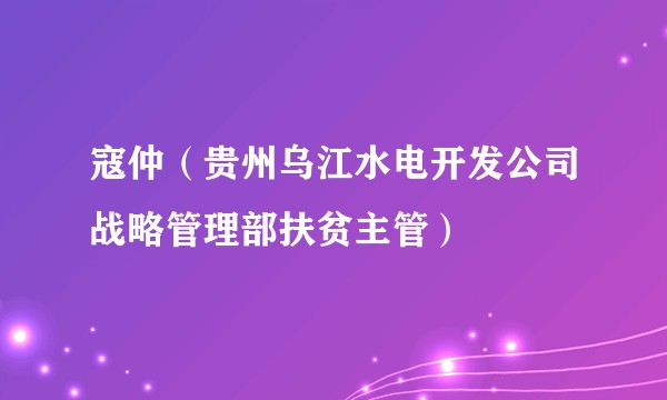 寇仲（贵州乌江水电开发公司战略管理部扶贫主管）