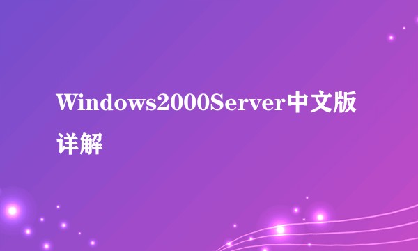 Windows2000Server中文版详解