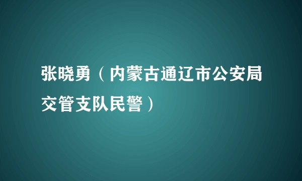 张晓勇（内蒙古通辽市公安局交管支队民警）