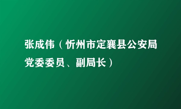 张成伟（忻州市定襄县公安局党委委员、副局长）