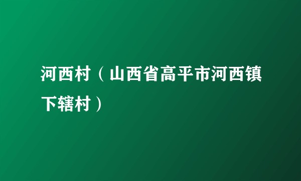 河西村（山西省高平市河西镇下辖村）