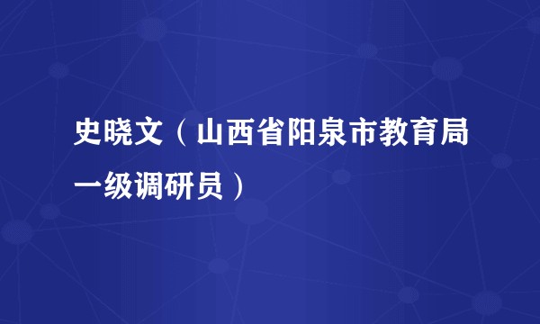 史晓文（山西省阳泉市教育局一级调研员）