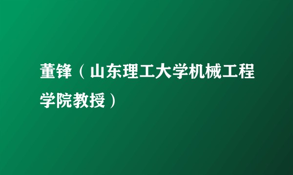 董锋（山东理工大学机械工程学院教授）