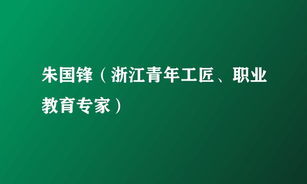 朱国锋（浙江青年工匠、职业教育专家）