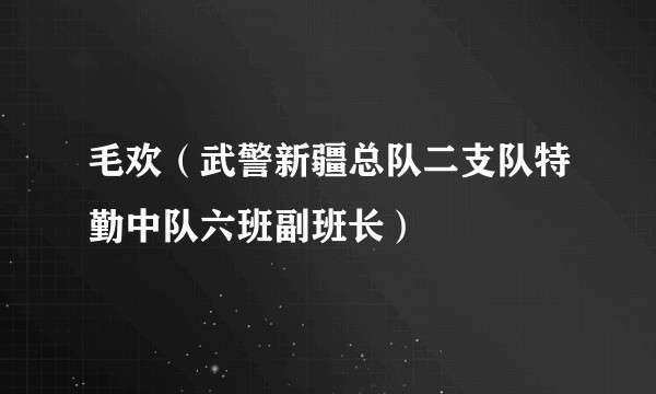 毛欢（武警新疆总队二支队特勤中队六班副班长）