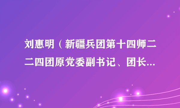刘惠明（新疆兵团第十四师二二四团原党委副书记、团长，昆玉市人民政府原市长）