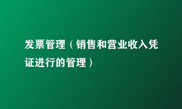 发票管理（销售和营业收入凭证进行的管理）