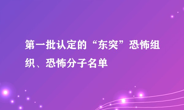 第一批认定的“东突”恐怖组织、恐怖分子名单