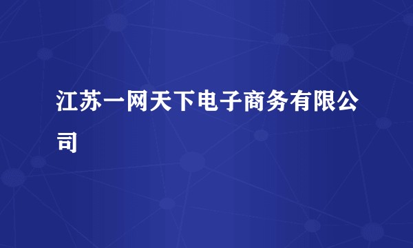 江苏一网天下电子商务有限公司