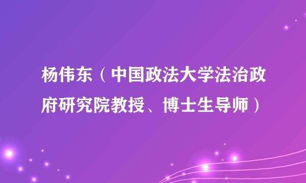 杨伟东(中国政法大学法治政府研究院教授、博士生导师)