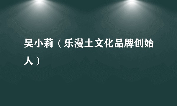 吴小莉（乐漫土文化品牌创始人）