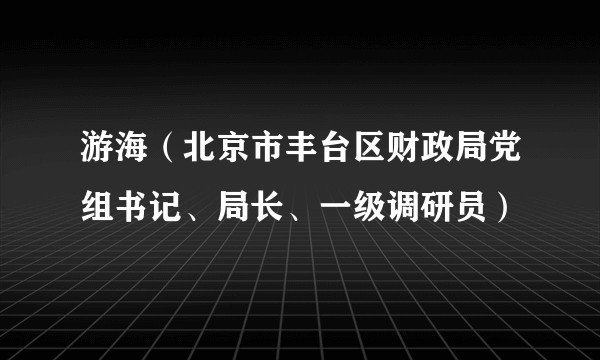 游海（北京市丰台区财政局党组书记、局长、一级调研员）