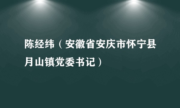 陈经纬（安徽省安庆市怀宁县月山镇党委书记）