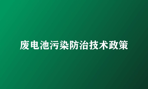 废电池污染防治技术政策