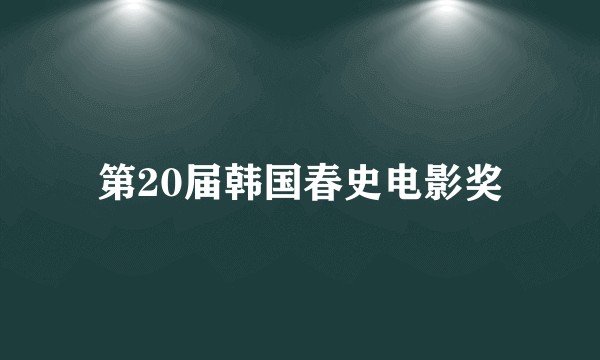 第20届韩国春史电影奖