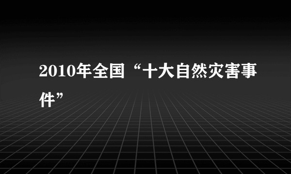 2010年全国“十大自然灾害事件”
