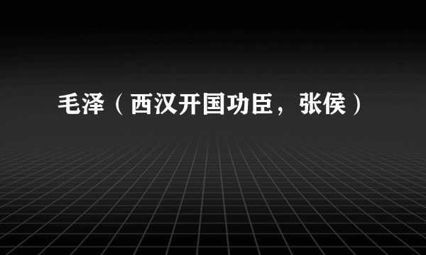 毛泽（西汉开国功臣，张侯）
