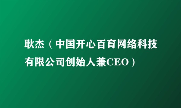 耿杰（中国开心百育网络科技有限公司创始人兼CEO）