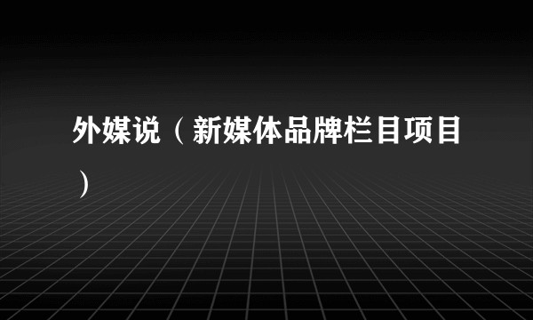 外媒说（新媒体品牌栏目项目）