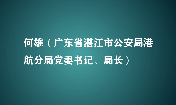 何雄（广东省湛江市公安局港航分局党委书记、局长）