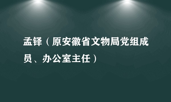 孟铎（原安徽省文物局党组成员、办公室主任）