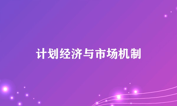 计划经济与市场机制