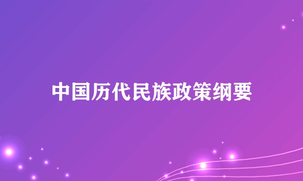 中国历代民族政策纲要