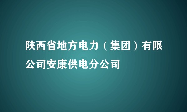 陕西省地方电力(集团)有限公司安康供电分公司