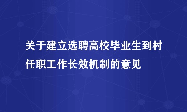 关于建立选聘高校毕业生到村任职工作长效机制的意见