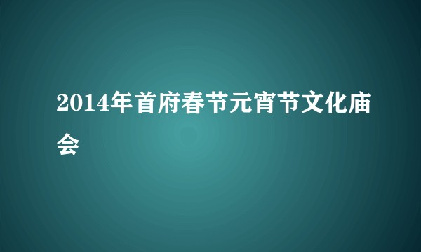 2014年首府春节元宵节文化庙会