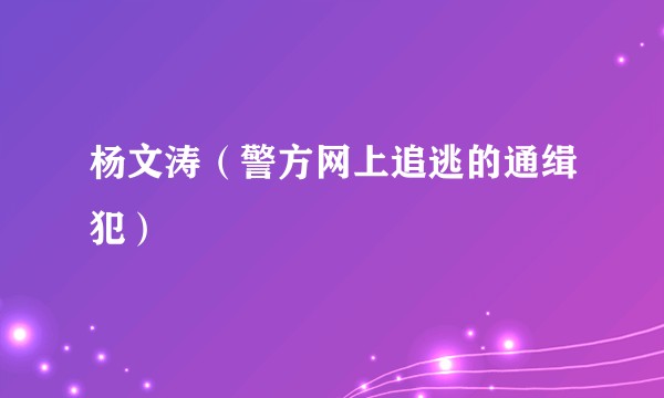 杨文涛（警方网上追逃的通缉犯）