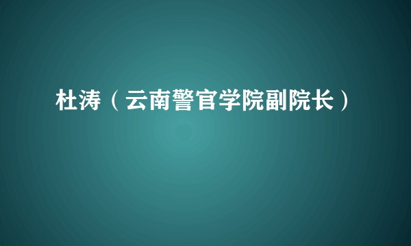 杜涛（云南警官学院副院长）