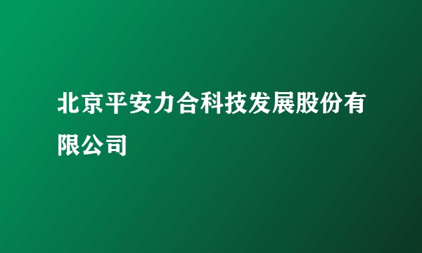 北京平安力合科技发展股份有限公司