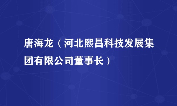 唐海龙（河北熙昌科技发展集团有限公司董事长）