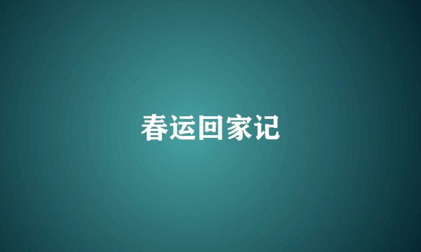 春运回家记