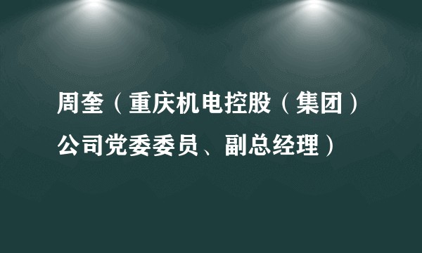 周奎（重庆机电控股（集团）公司党委委员、副总经理）
