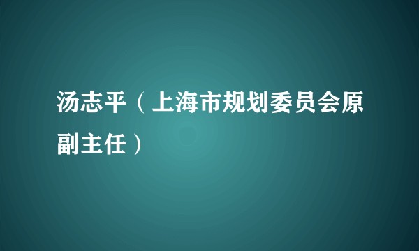 汤志平（上海市规划委员会原副主任）