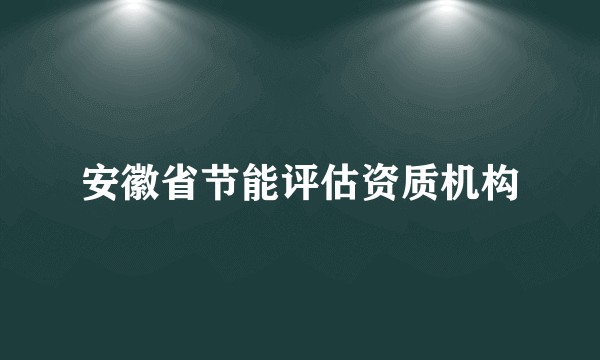 安徽省节能评估资质机构