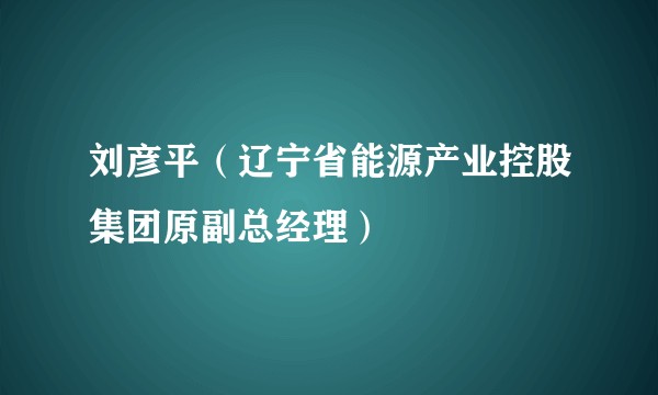 刘彦平（辽宁省能源产业控股集团原副总经理）