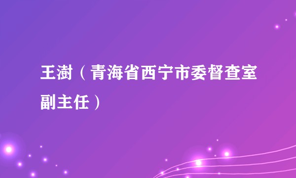 王澍（青海省西宁市委督查室副主任）