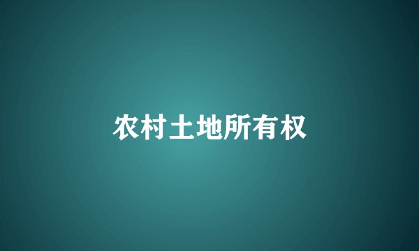农村土地所有权