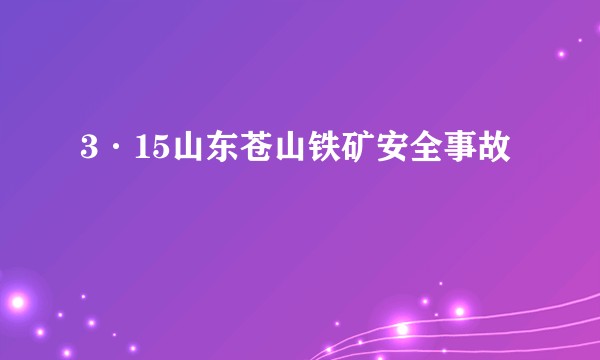 3·15山东苍山铁矿安全事故