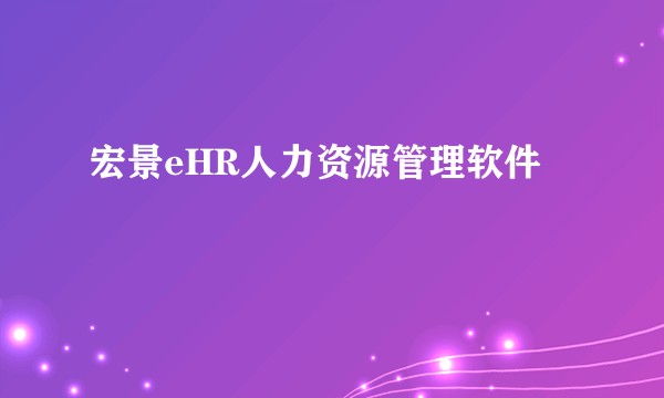 宏景eHR人力资源管理软件