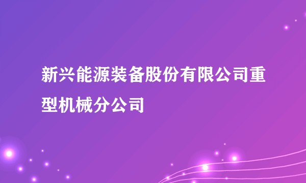 新兴能源装备股份有限公司重型机械分公司