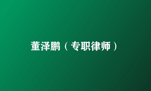 董泽鹏（专职律师）